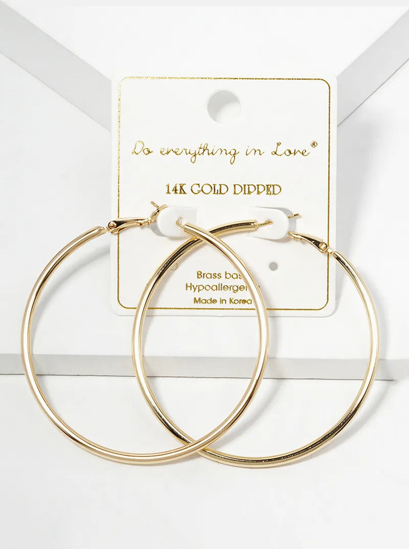 14K Gold Dipped 60mm  Omega-Back Hoop Earrings