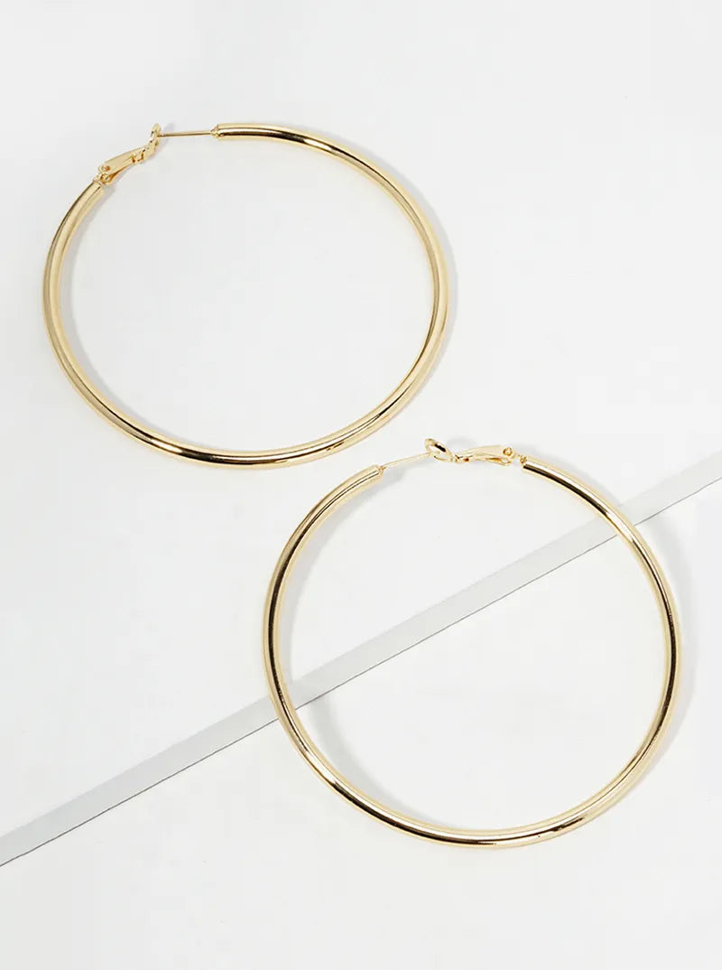 14K Gold Dipped 60mm  Omega-Back Hoop Earrings