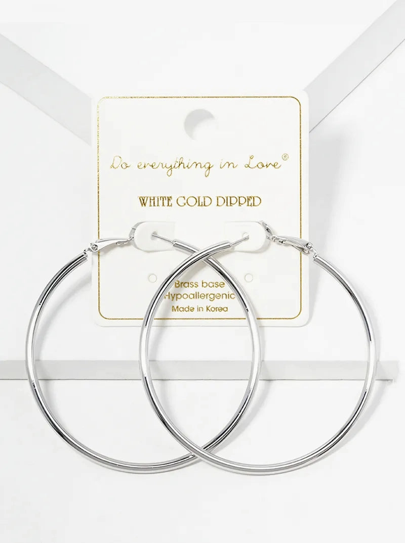14K Gold Dipped 60mm  Omega-Back Hoop Earrings