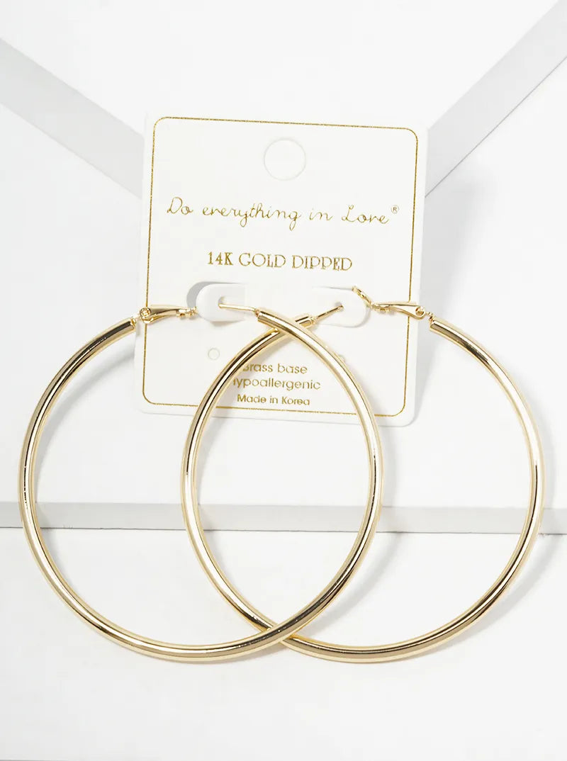 14K Gold Dipped 70mm Hinged Hoop Earrings