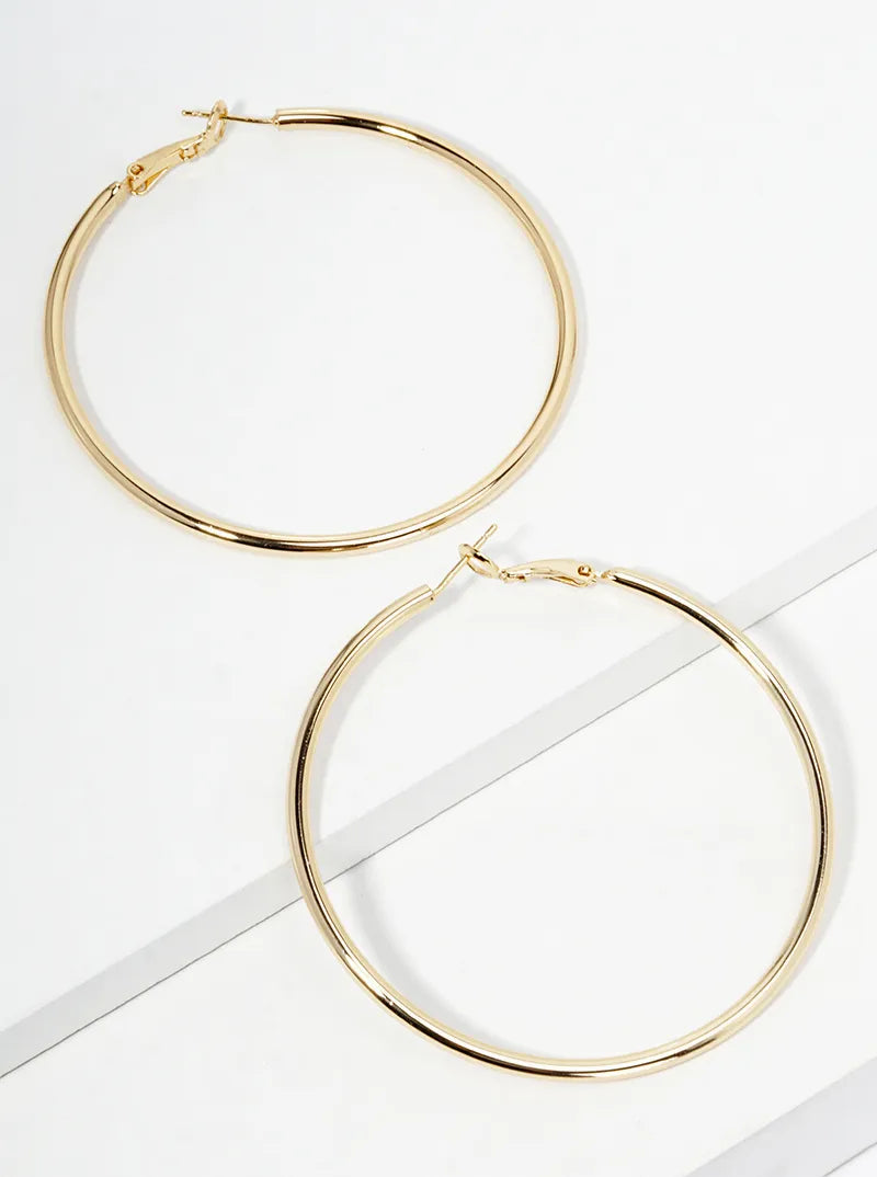 14K Gold Dipped 70mm Hinged Hoop Earrings