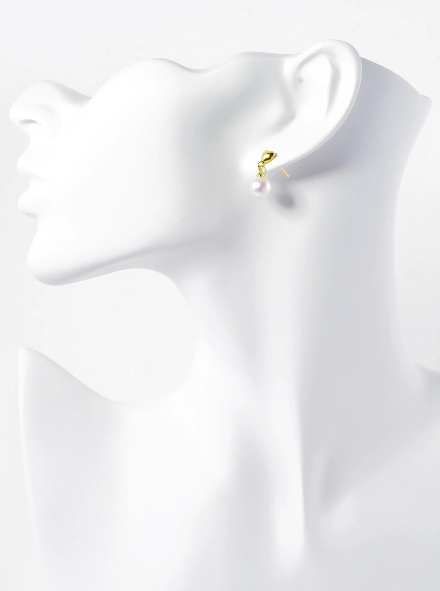 14K Gold Dipped 7mm Pearl Bead Drop Heart Post Earrings