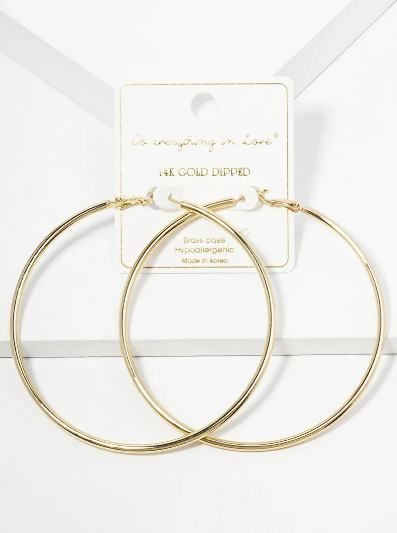 14K Gold Dipped 80mm Omega-Back Hoop Earrings