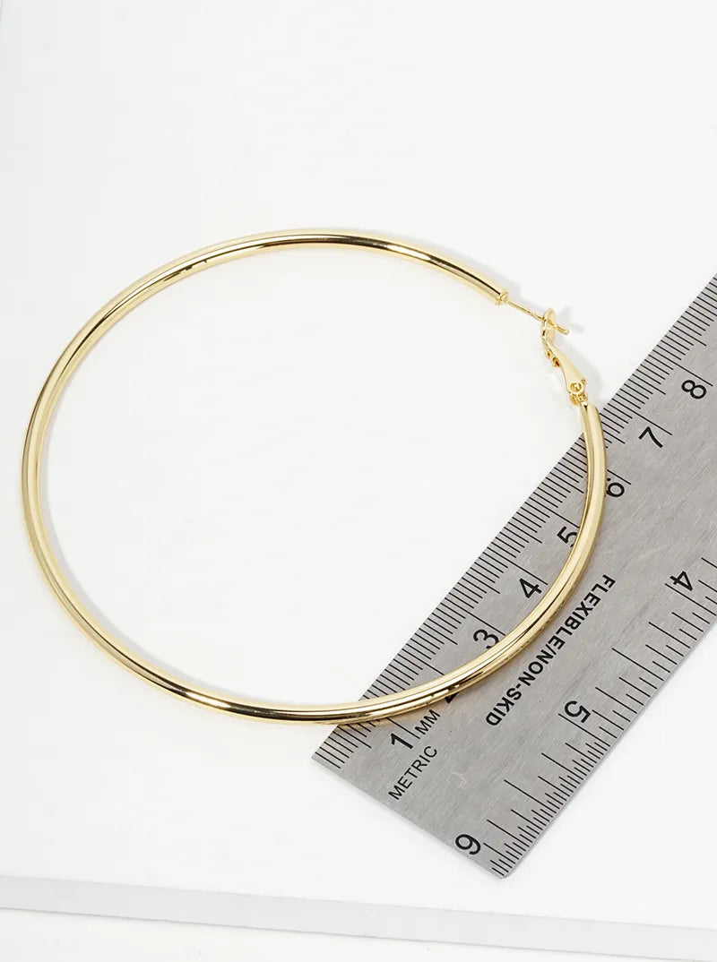 14K Gold Dipped 80mm Omega-Back Hoop Earrings