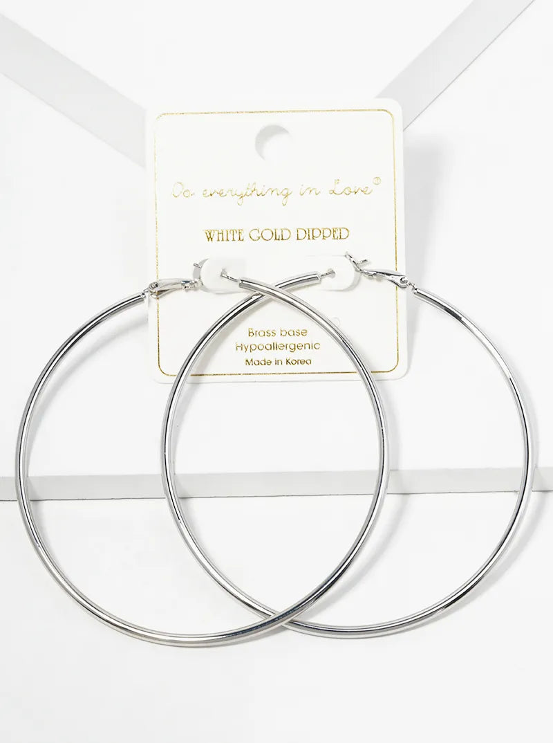 14K Gold Dipped 80mm Omega-Back Hoop Earrings