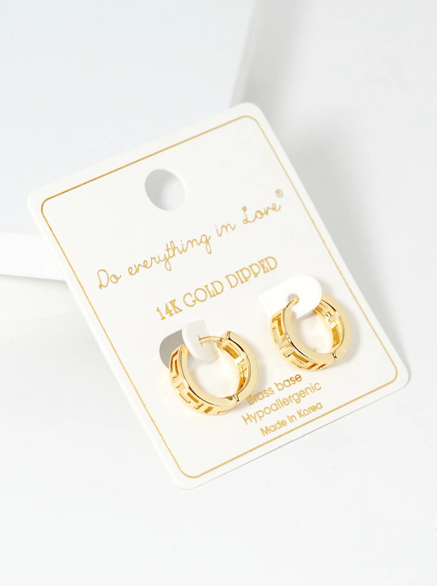 14K Gold Dipped 9mm Cutout Brass Huggie Hoop Earrings