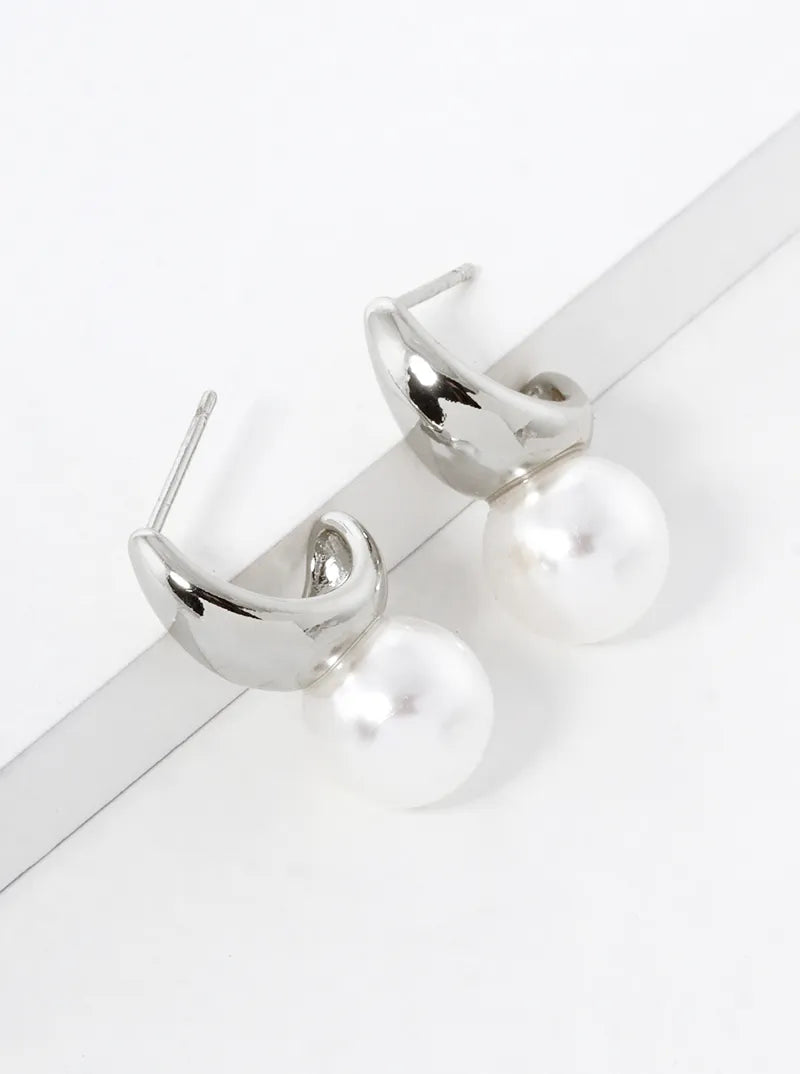 14K Gold Dipped 9mm Pearl Drop 13mm Hoop Earrings