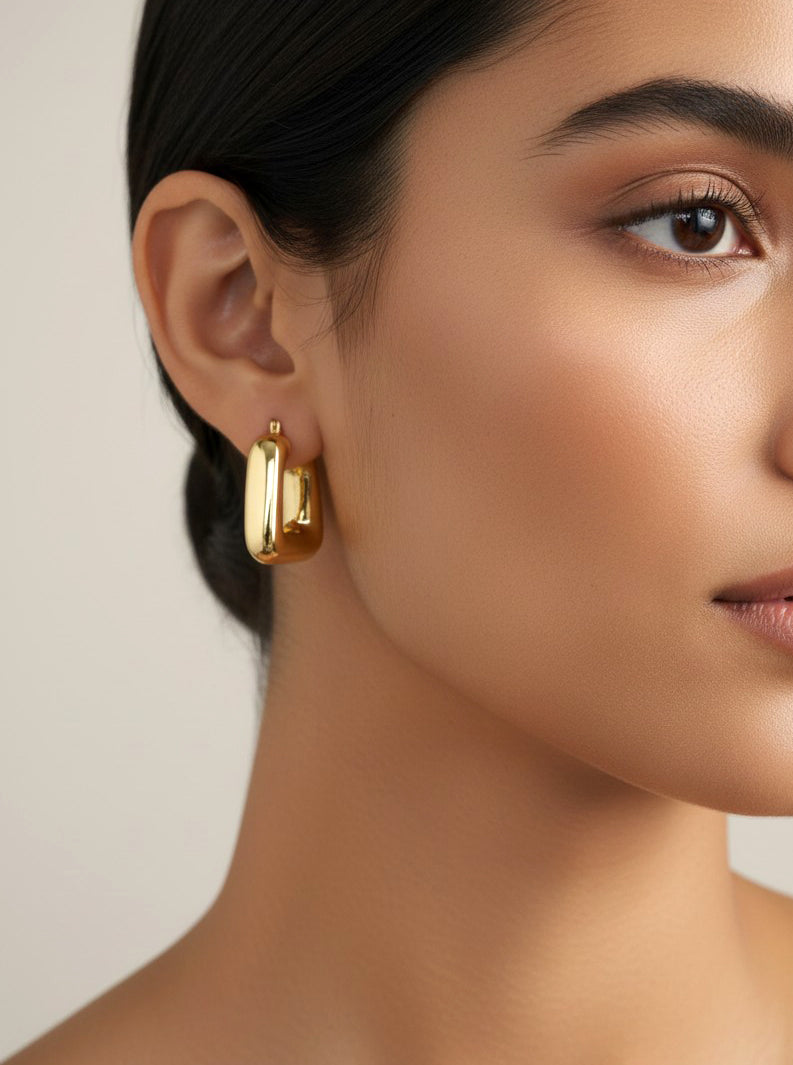 14K Gold-Dipped Bold Chunky Hoops