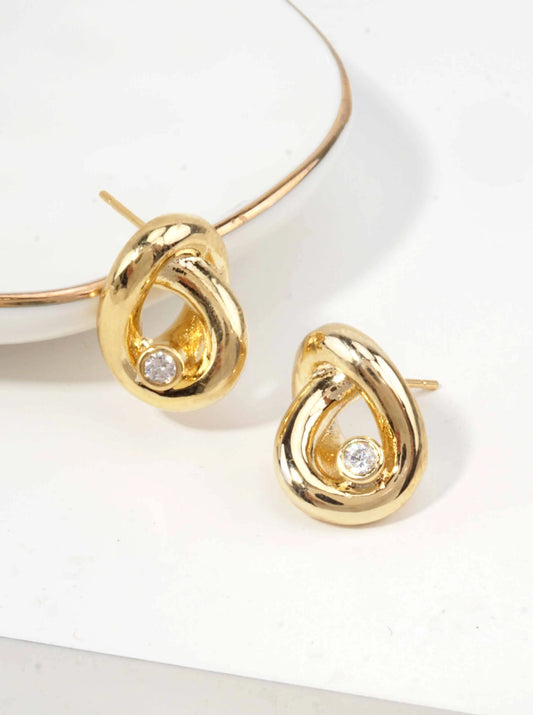 14K Gold Dipped CZ Accent Teardrop Earrings