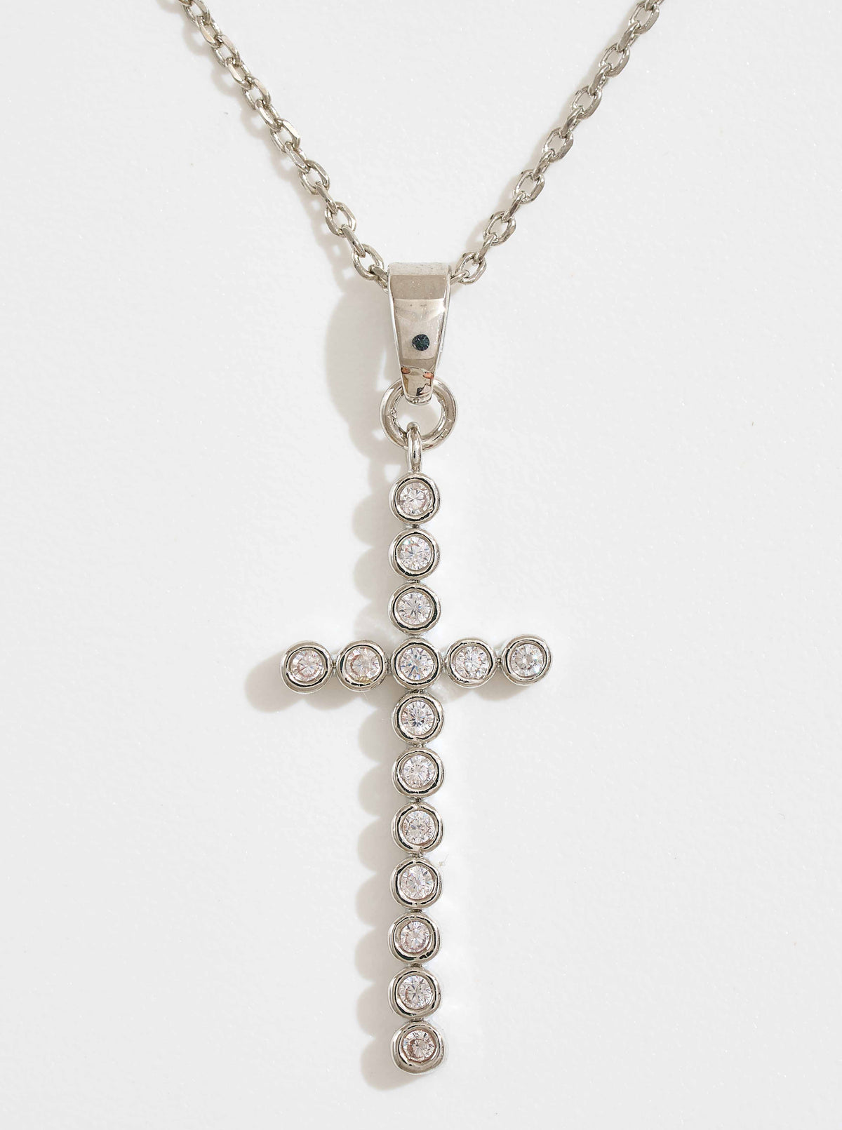 14K-Gold-Dipped CZ Bezel Cross Necklace