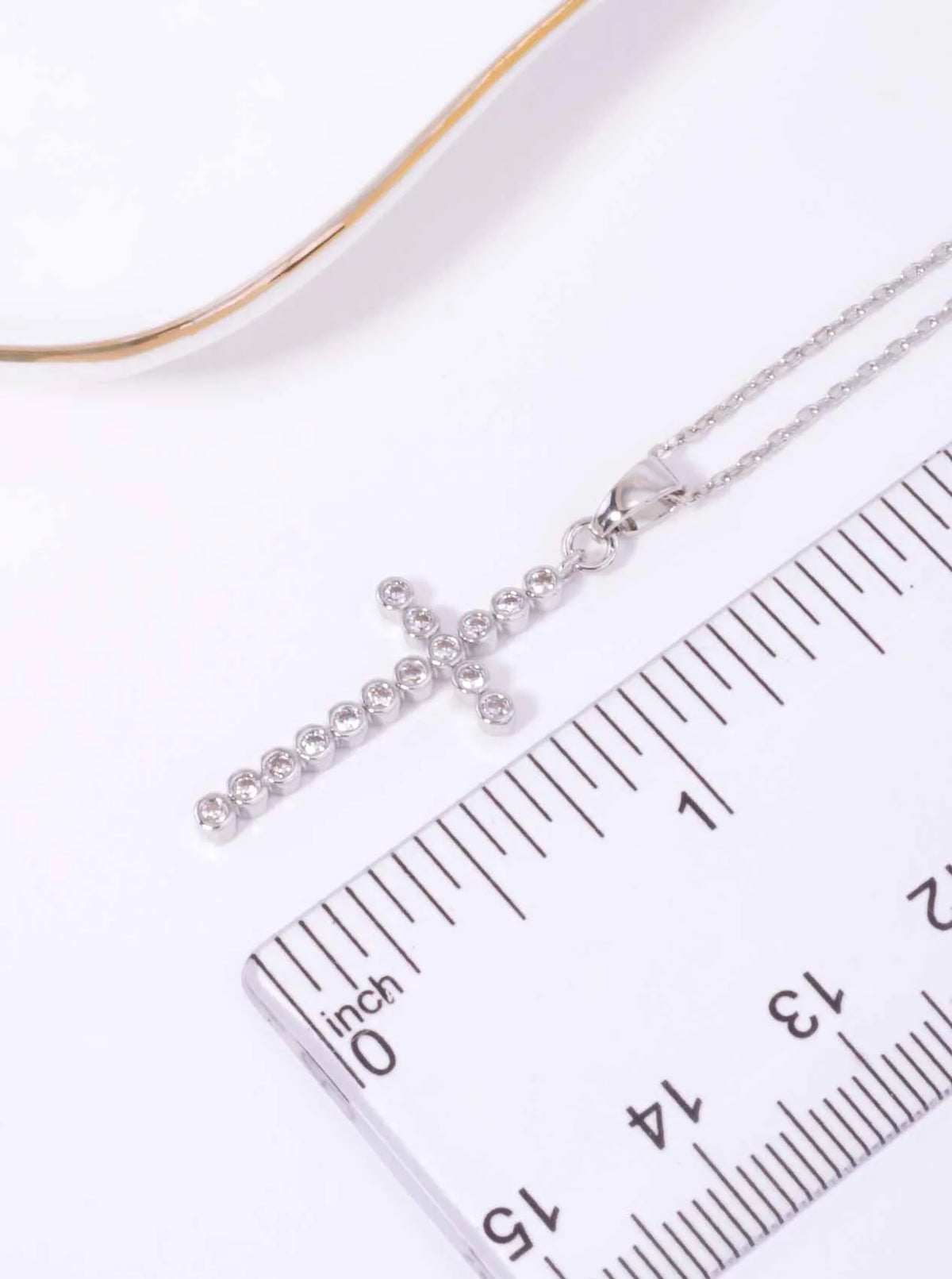 14K-Gold-Dipped CZ Bezel Cross Necklace