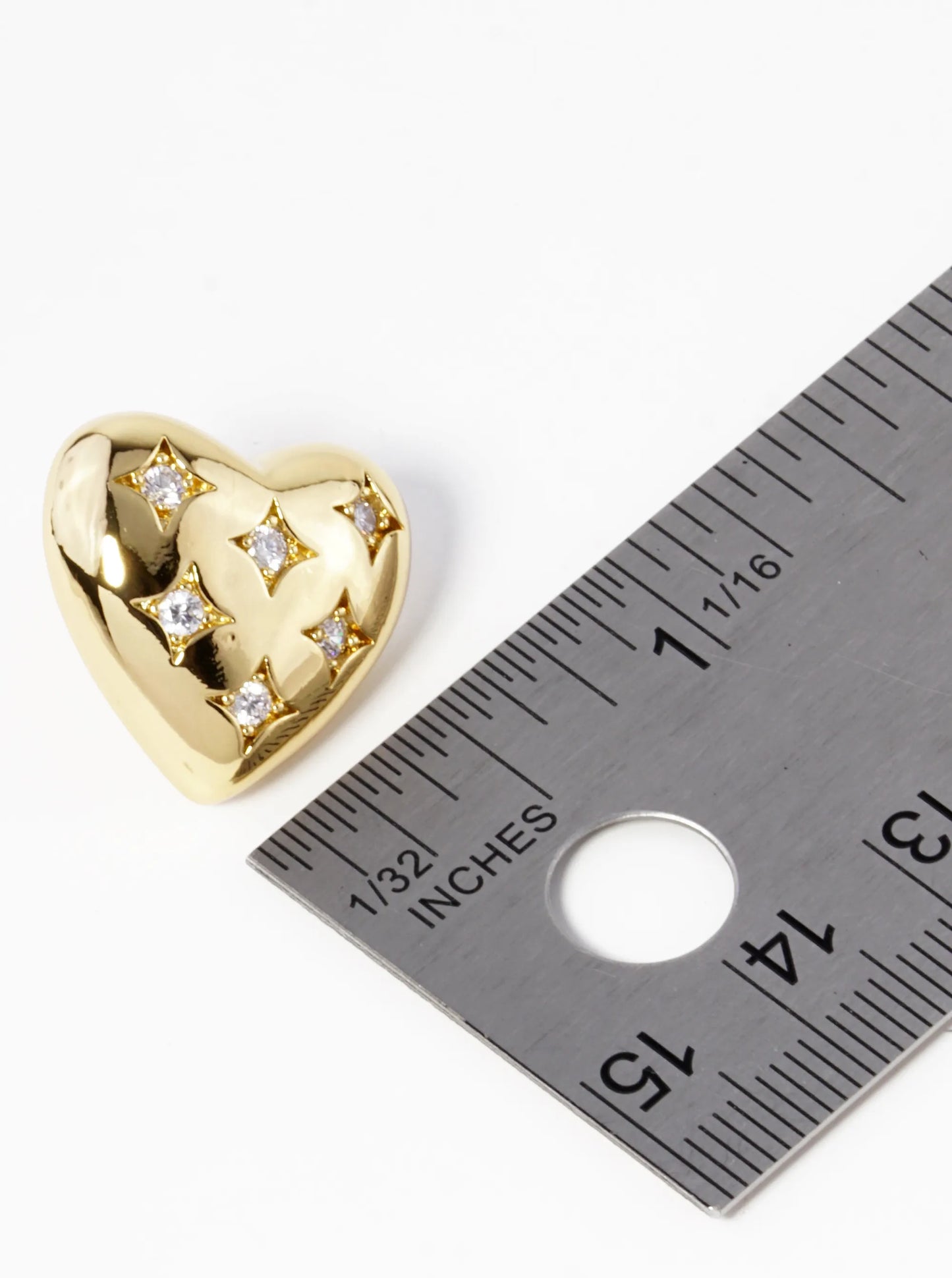 14K Gold Dipped CZ Heart Stud Earrings