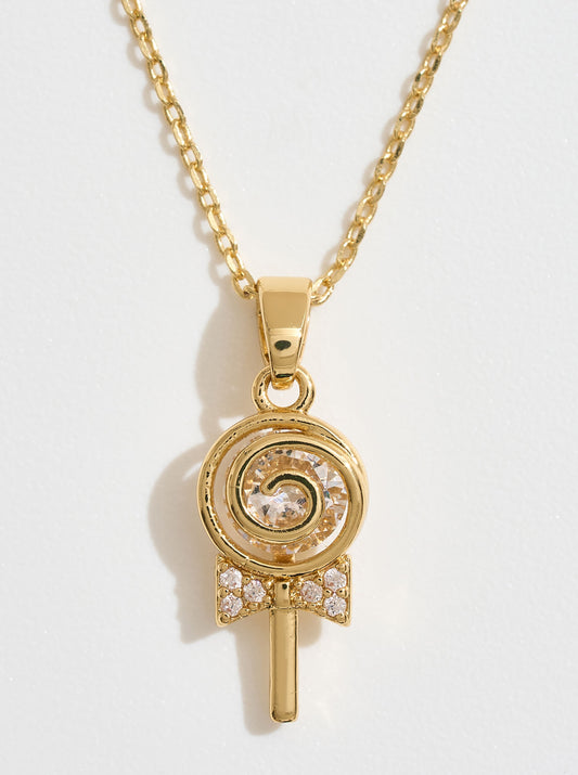 14K-Gold-Dipped CZ Lollipop Necklace