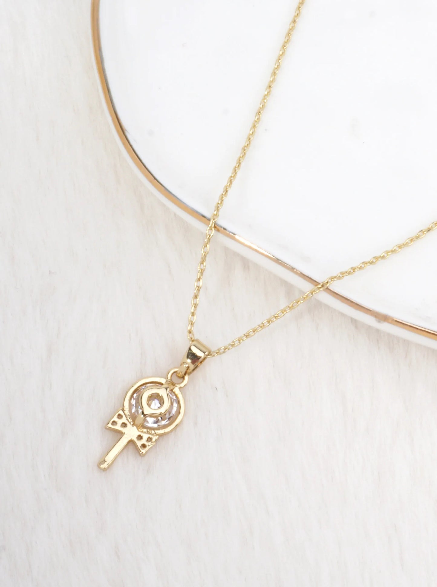 14K-Gold-Dipped CZ Lollipop Necklace