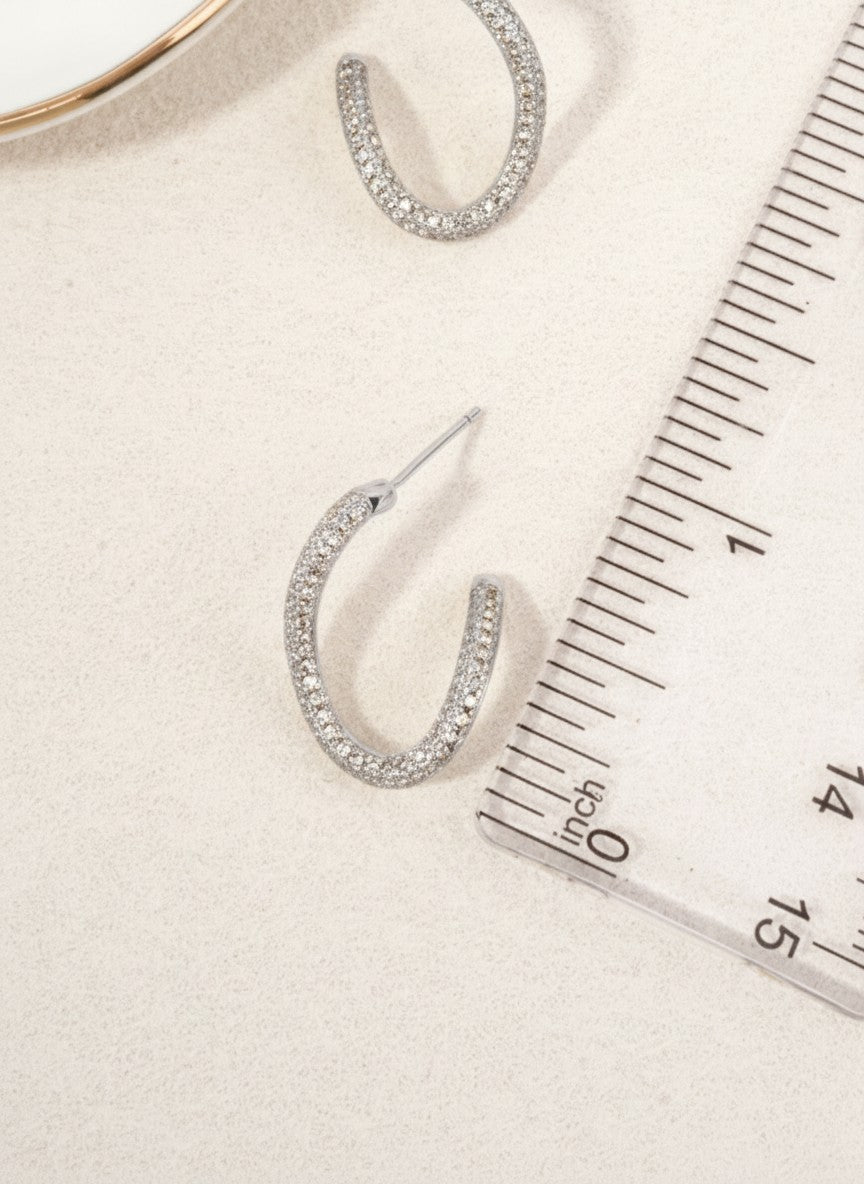 14K Gold Dipped CZ Oval Hoop Earrings