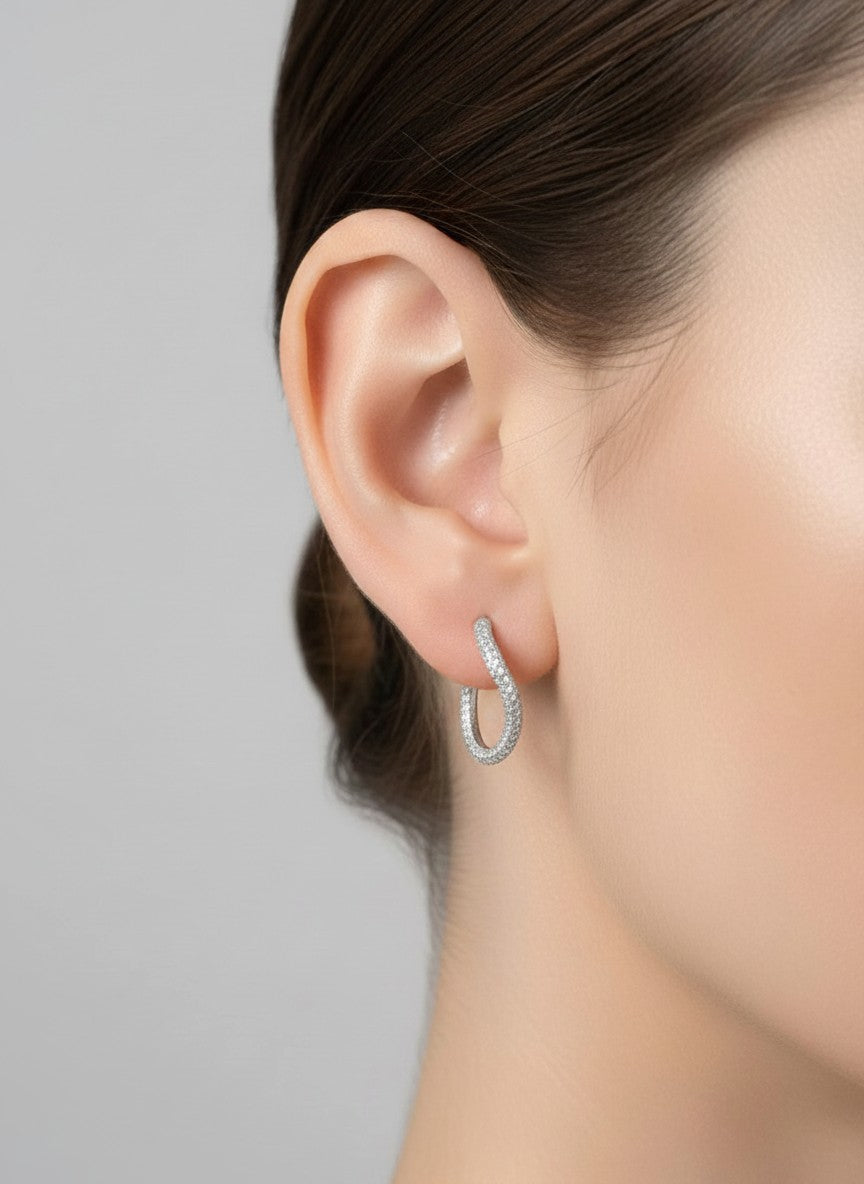 14K Gold Dipped CZ Oval Hoop Earrings