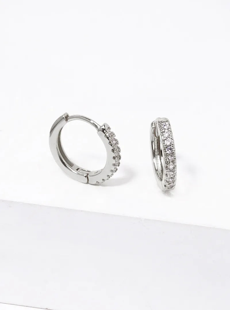 14K Gold Dipped CZ Pave 12mm Huggie Hoop Earrings