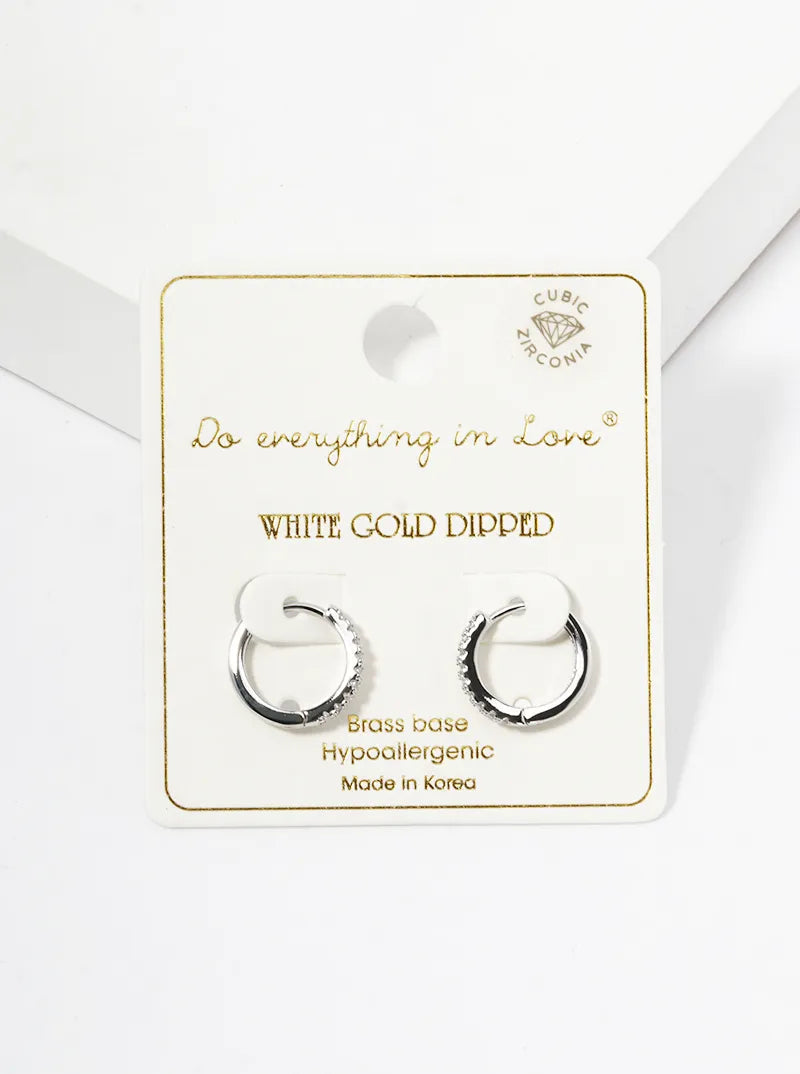 14K Gold Dipped CZ Pave 12mm Huggie Hoop Earrings