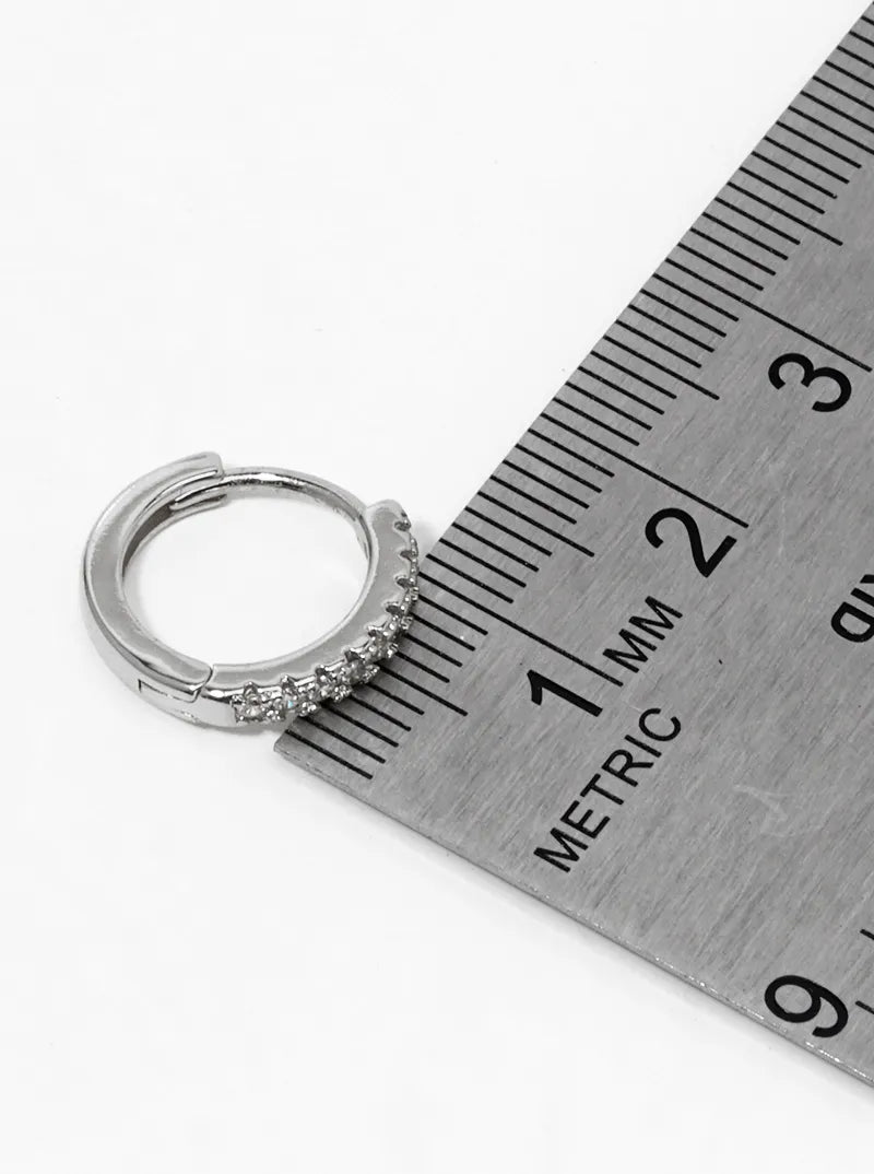 14K Gold Dipped CZ Pave 12mm Huggie Hoop Earrings