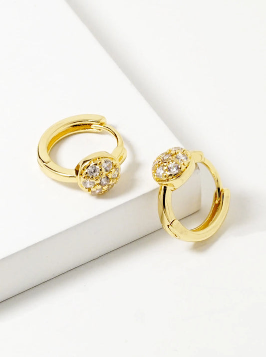 14K Gold Dipped CZ Pave 13mm Dainty Huggie Hoop Earrings