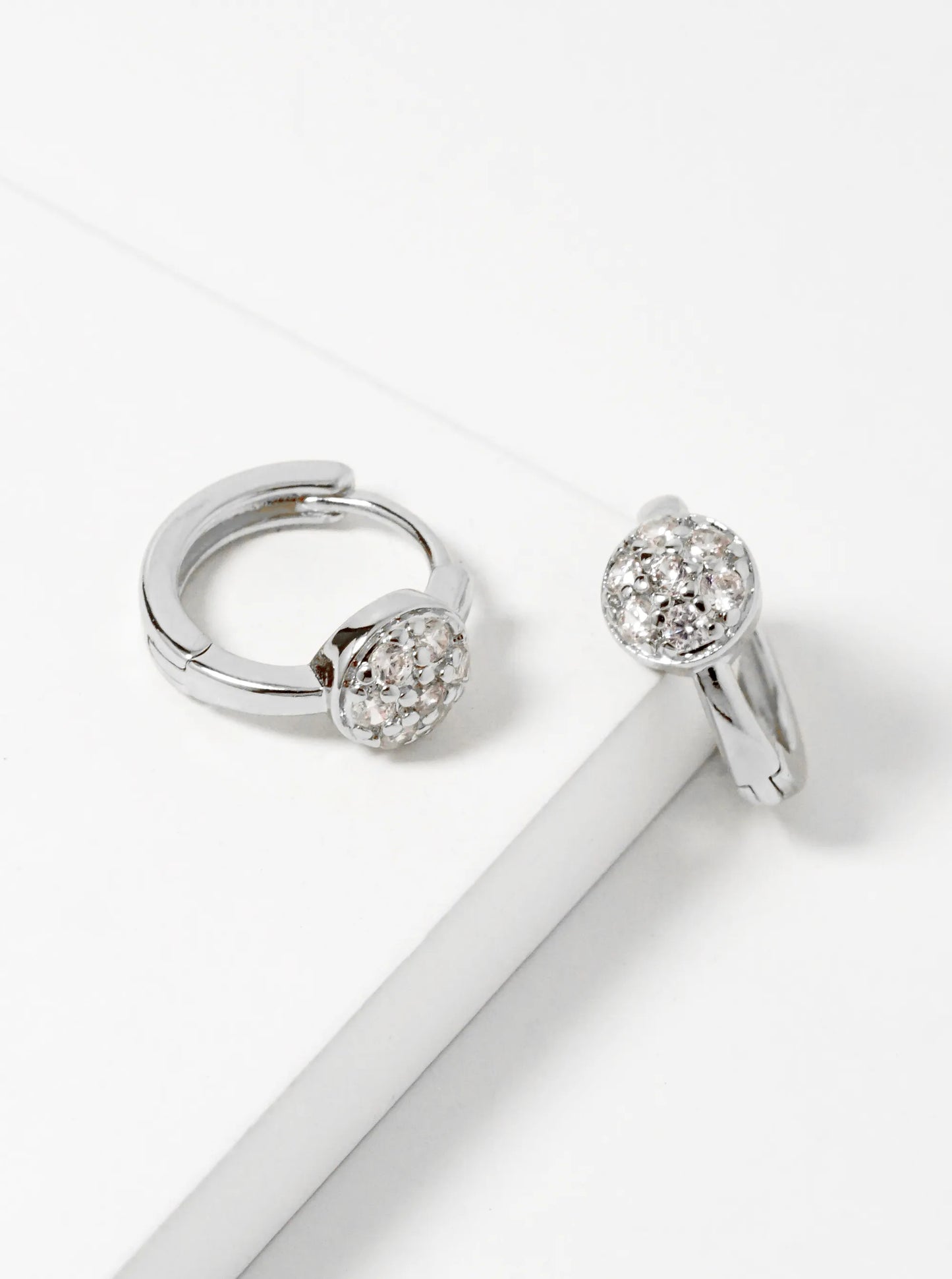 14K Gold Dipped CZ Pave 13mm Dainty Huggie Hoop Earrings