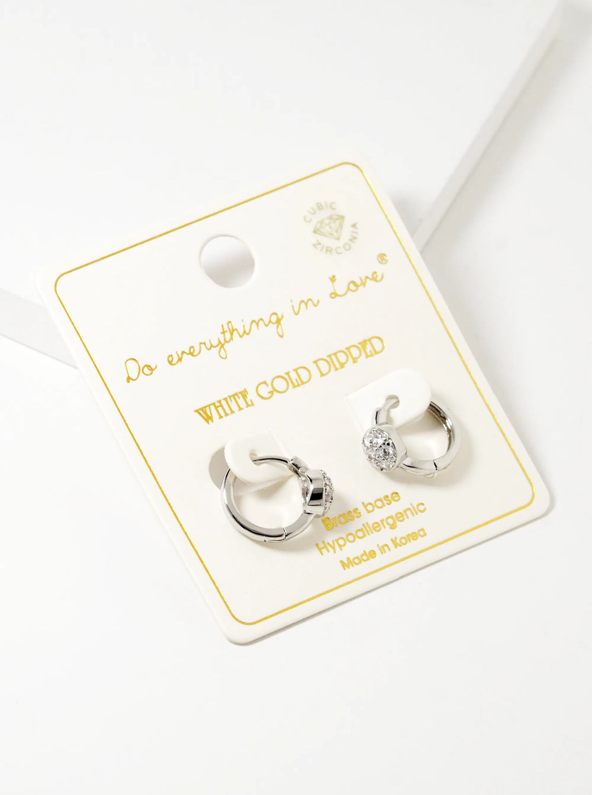 14K Gold Dipped CZ Pave 13mm Dainty Huggie Hoop Earrings