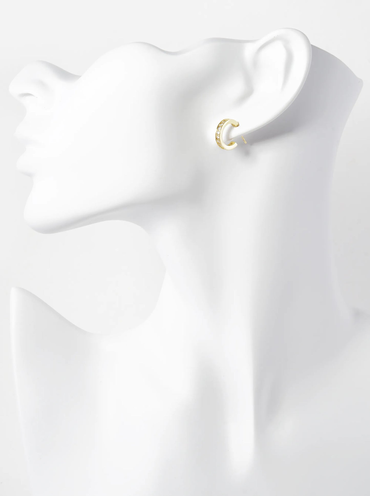 14K Gold Dipped CZ Pave 13mm Open Hoop Earrings