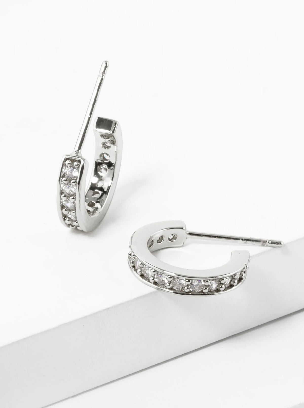 14K Gold Dipped CZ Pave 13mm Open Hoop Earrings