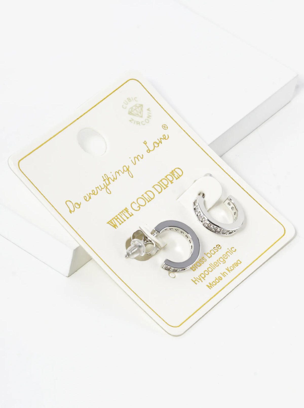 14K Gold Dipped CZ Pave 13mm Open Hoop Earrings