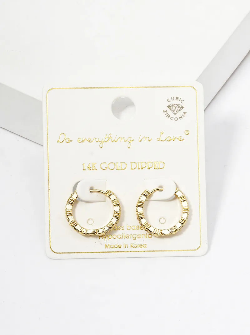 14K Gold Dipped CZ Pave 15mm Huggie Hoop Earrings