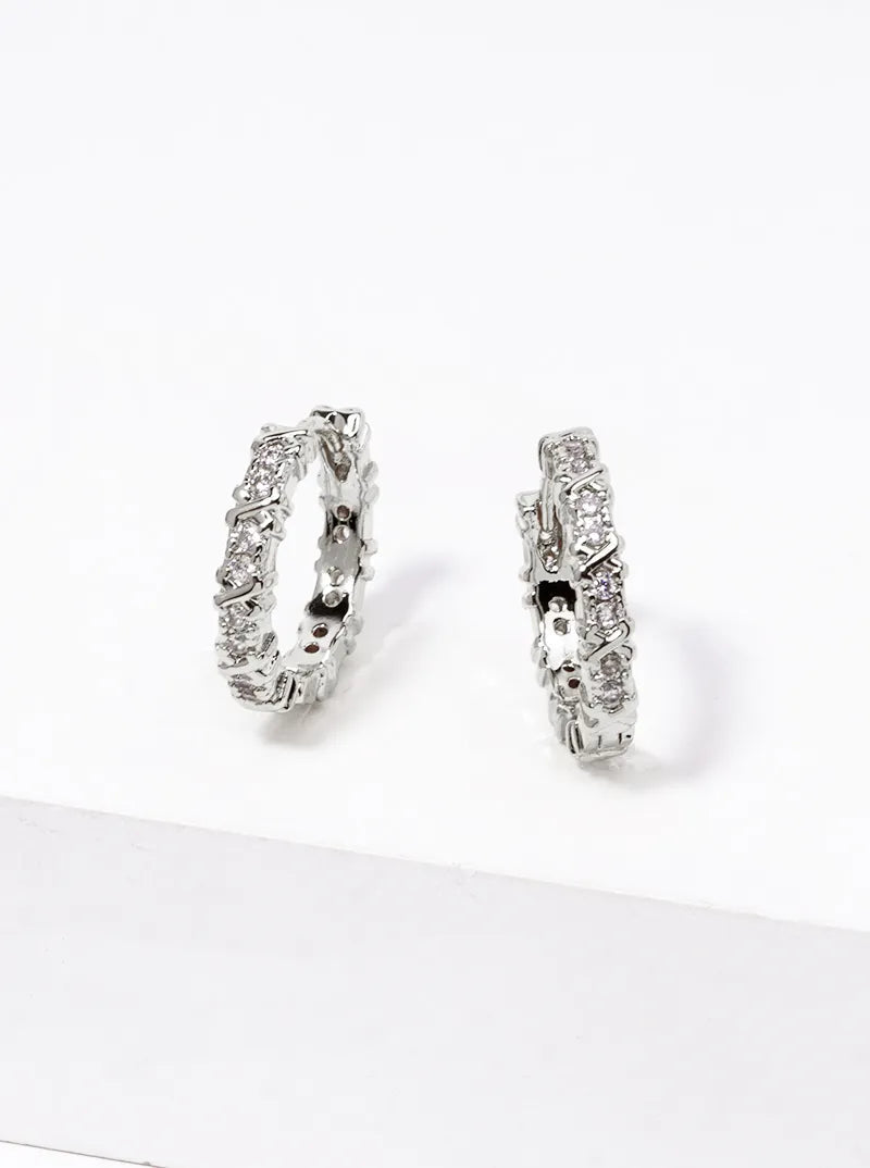 14K Gold Dipped CZ Pave 15mm Huggie Hoop Earrings