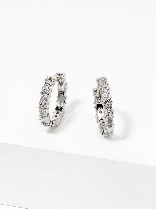 14K Gold Dipped CZ Pave 15mm Huggie Hoop Earrings