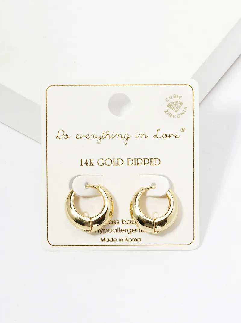 14K Gold Dipped CZ Pave 15mm Huggie Hoop Earrings
