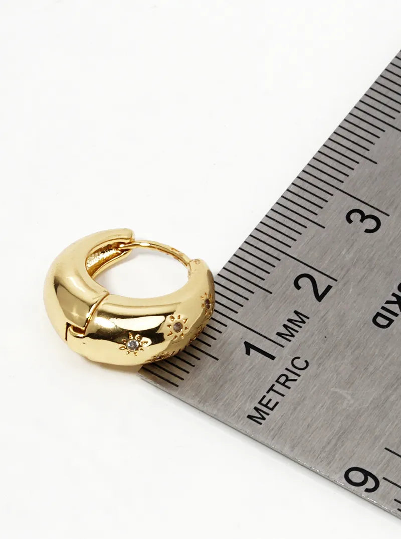 14K Gold Dipped CZ Pave 15mm Huggie Hoop Earrings