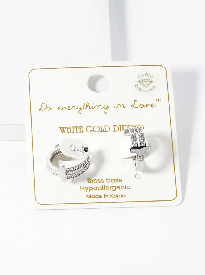 14K Gold Dipped CZ Pave 15mm Huggie Hoop Earrings