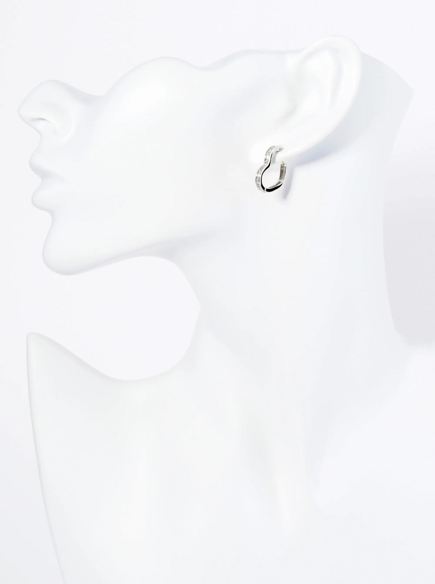 14K Gold Dipped CZ Pave 17mm Heart Huggie Hoop Earrings
