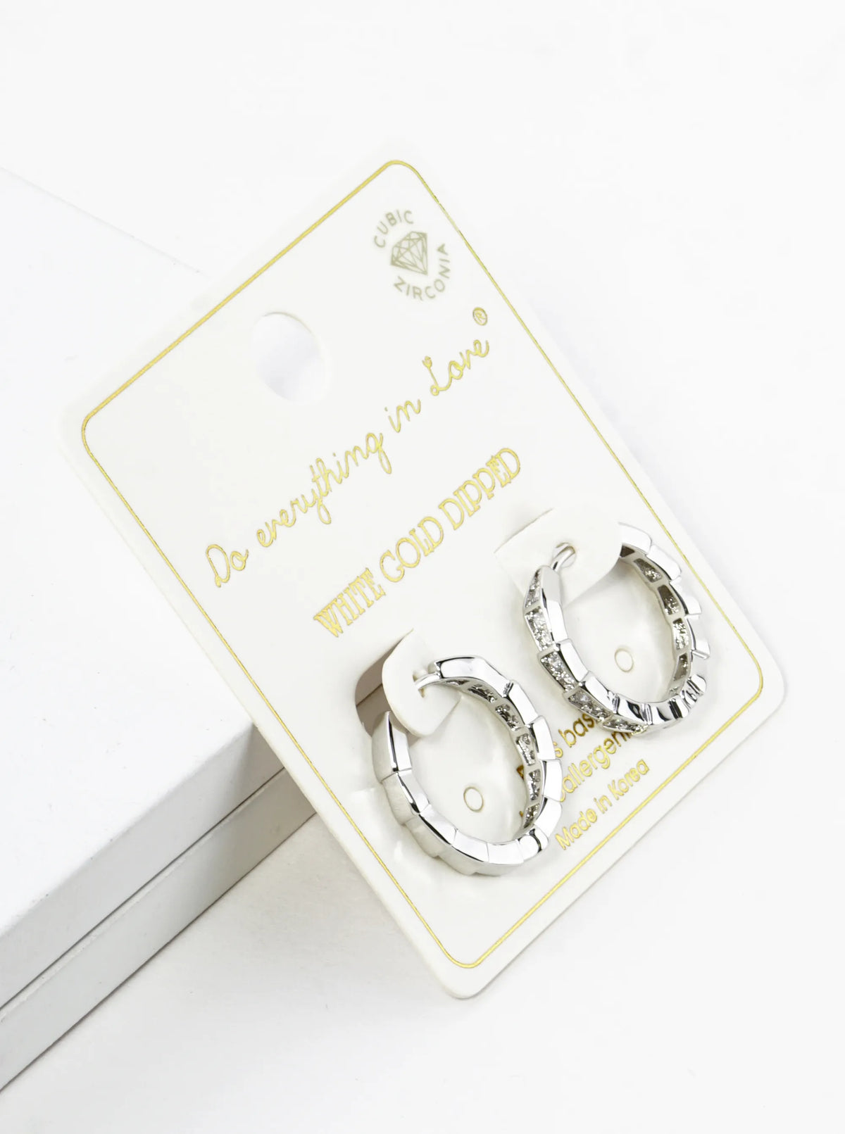 14K Gold Dipped CZ Pave 18mm Huggie Hoop Earrings