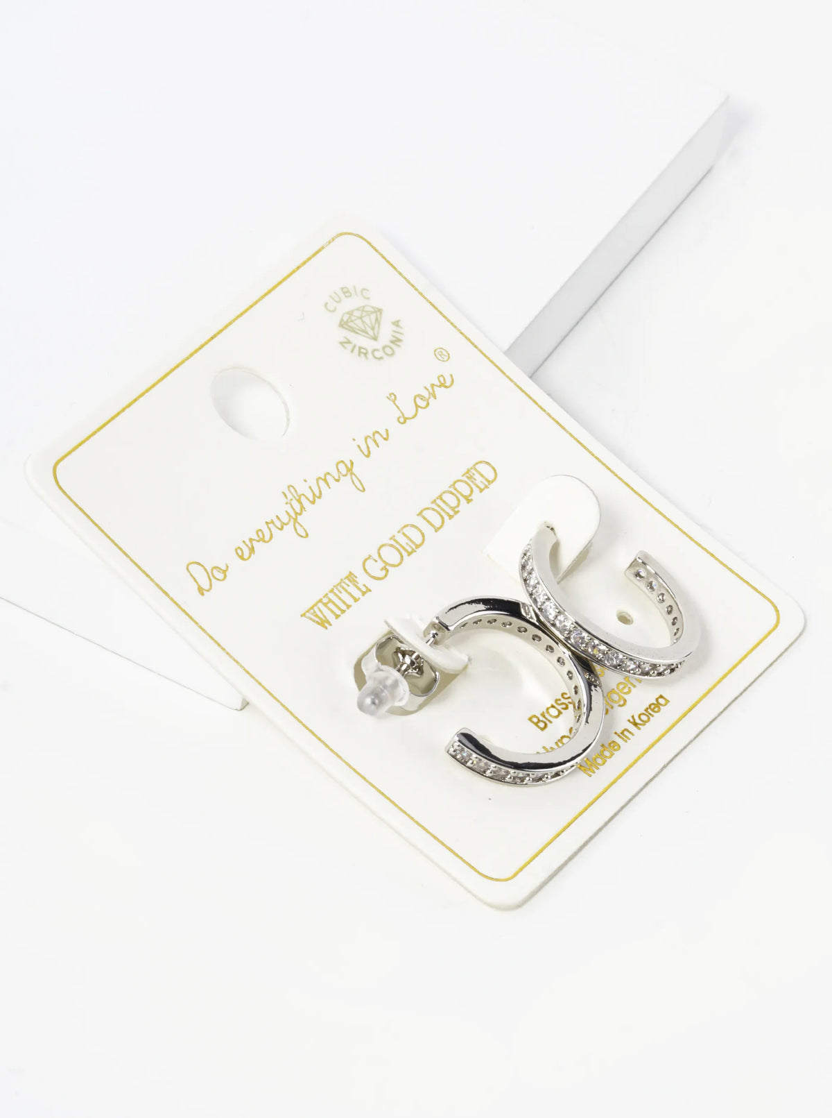 14K Gold Dipped CZ Pave 18mm Open Hoop Earrings