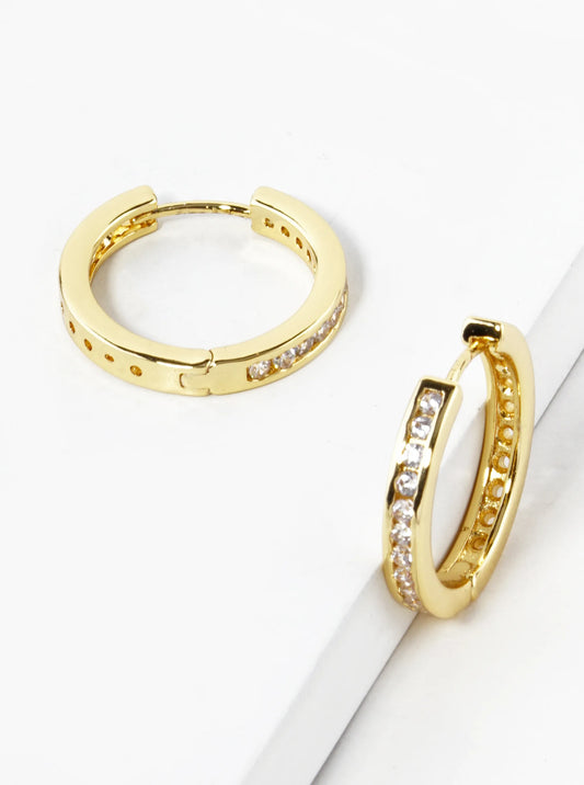 14K Gold Dipped CZ Pave 20mm Huggie Hoop Earrings