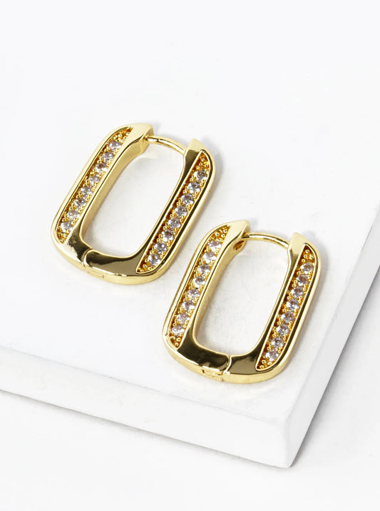 14K Gold Dipped CZ Pave 20mm Huggie Hoop Earrings