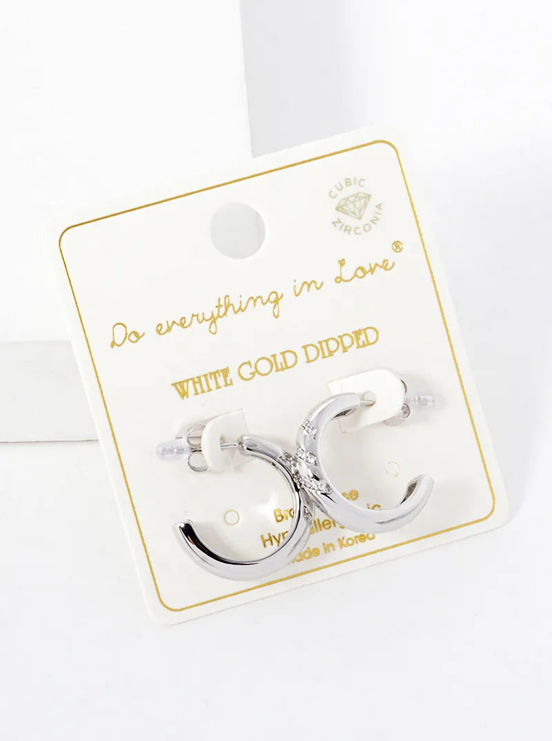14K Gold Dipped CZ Pave 20mm Open Hoop Earrings