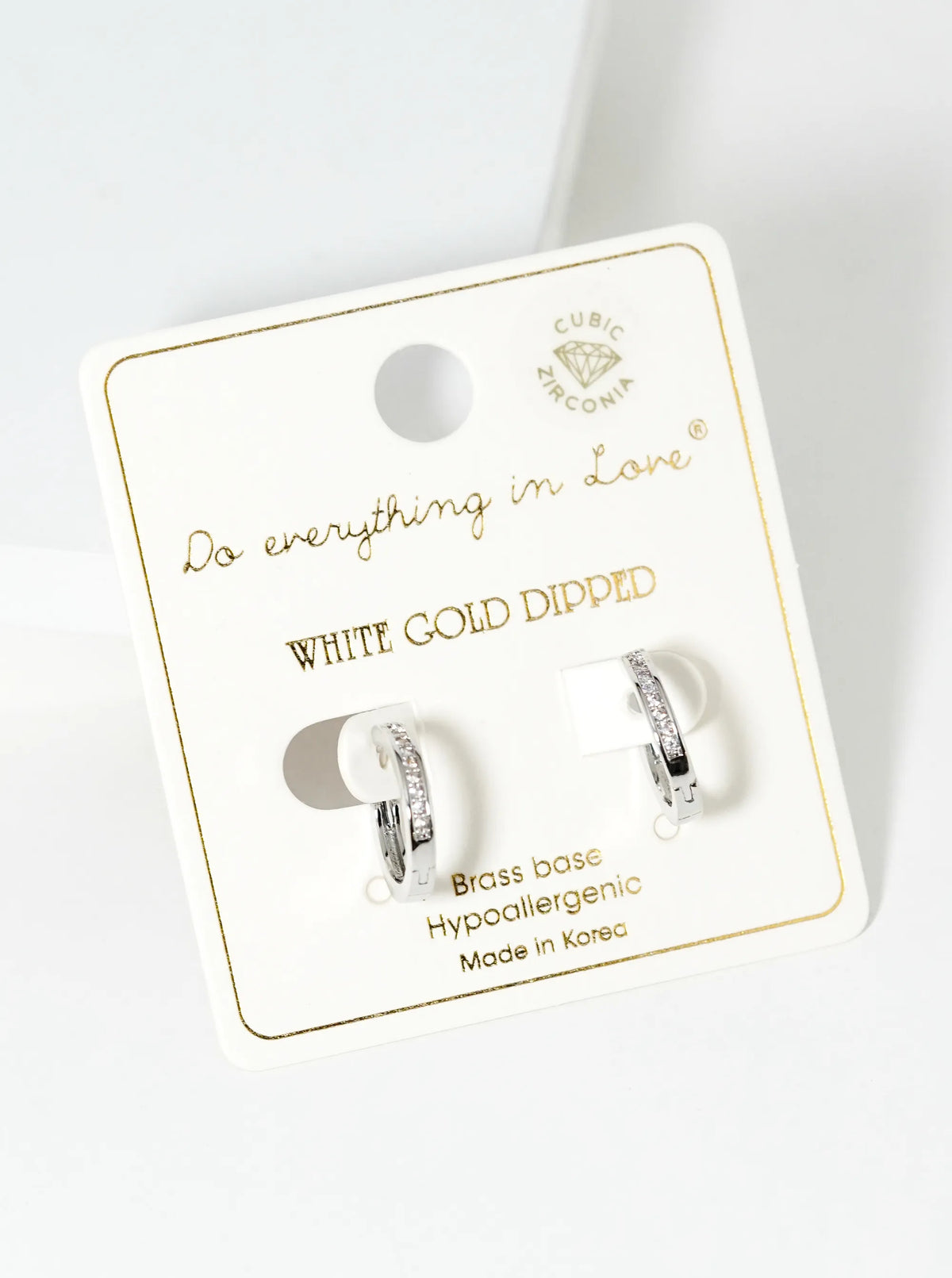 14K Gold Dipped CZ Pave 9mm Huggie Hoop Earrings