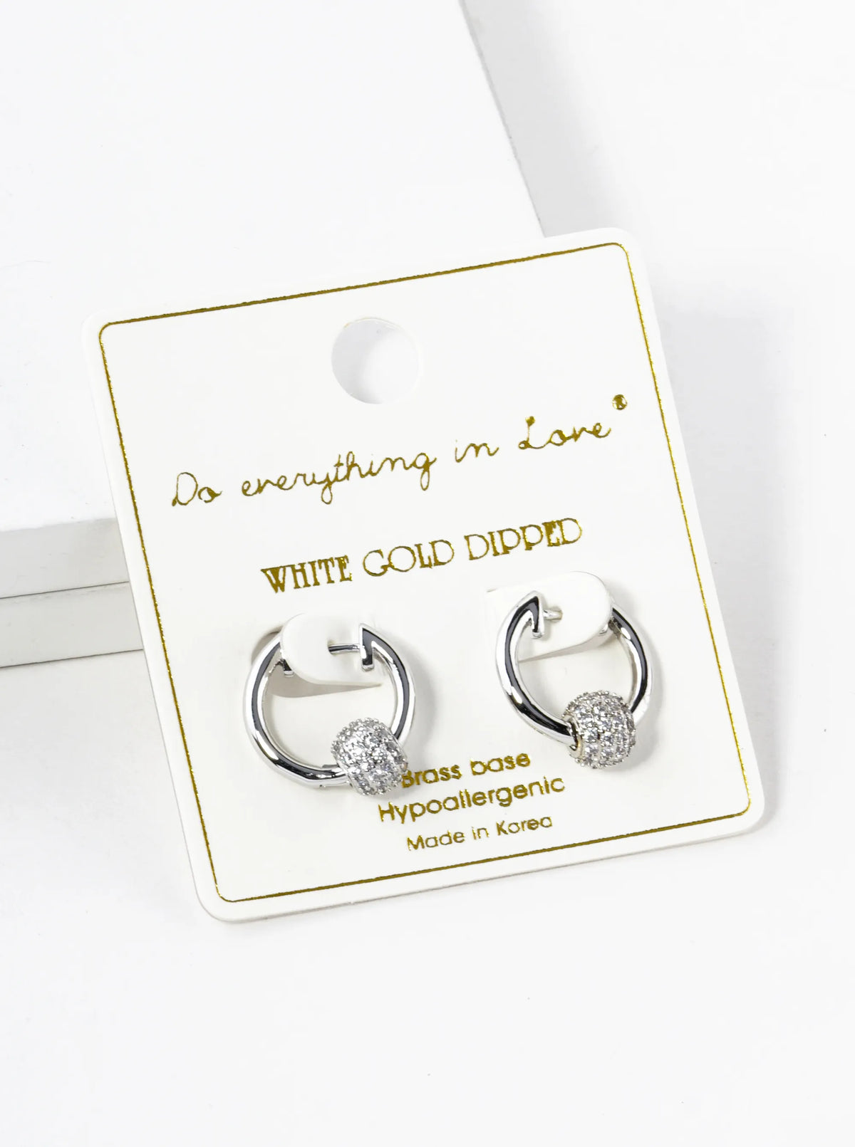 14K Gold Dipped CZ Pave Ball 15mm Huggie Hoop Earrings