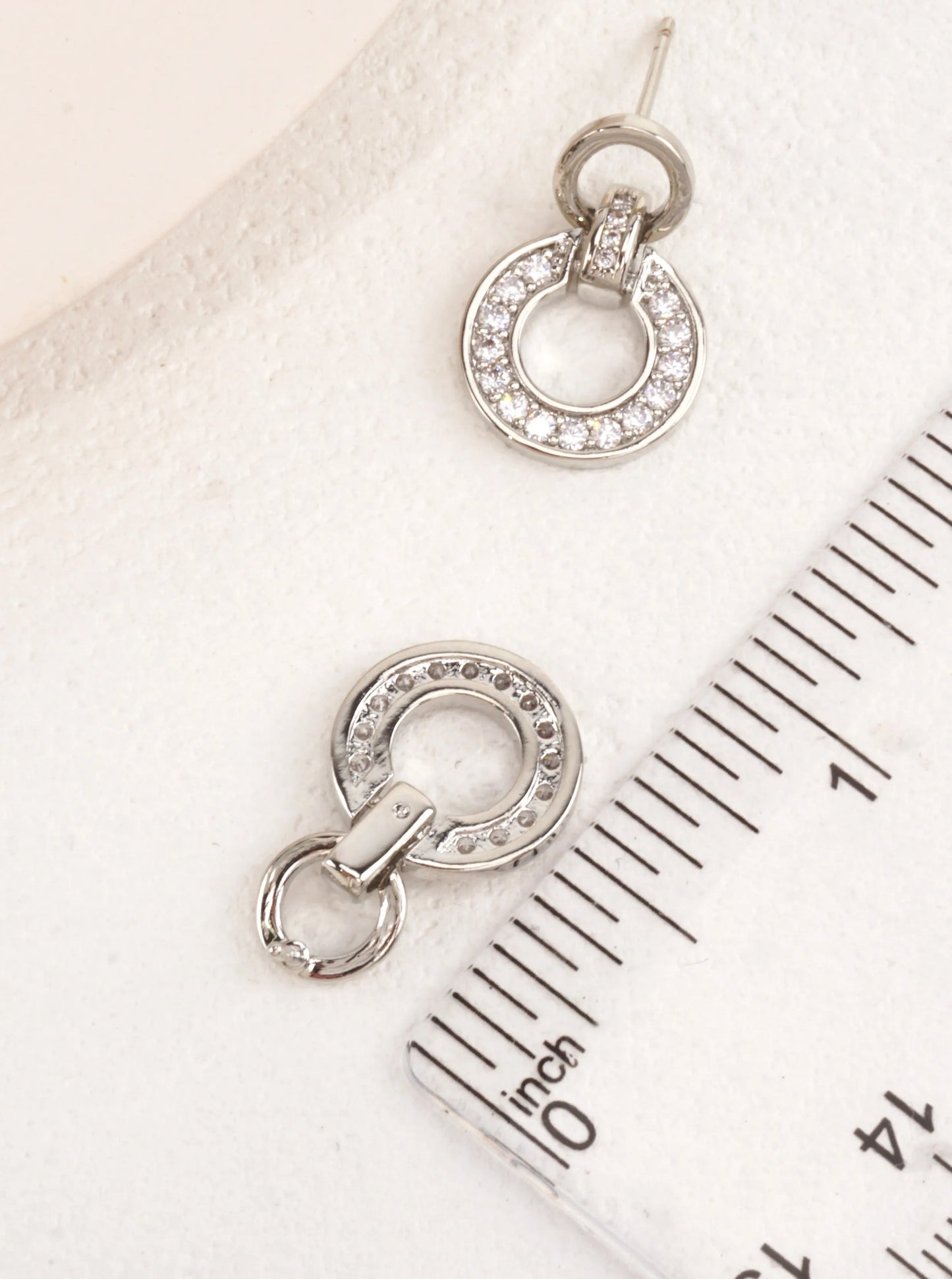 14K Gold-Dipped CZ Pave Circle Dangle Earrings