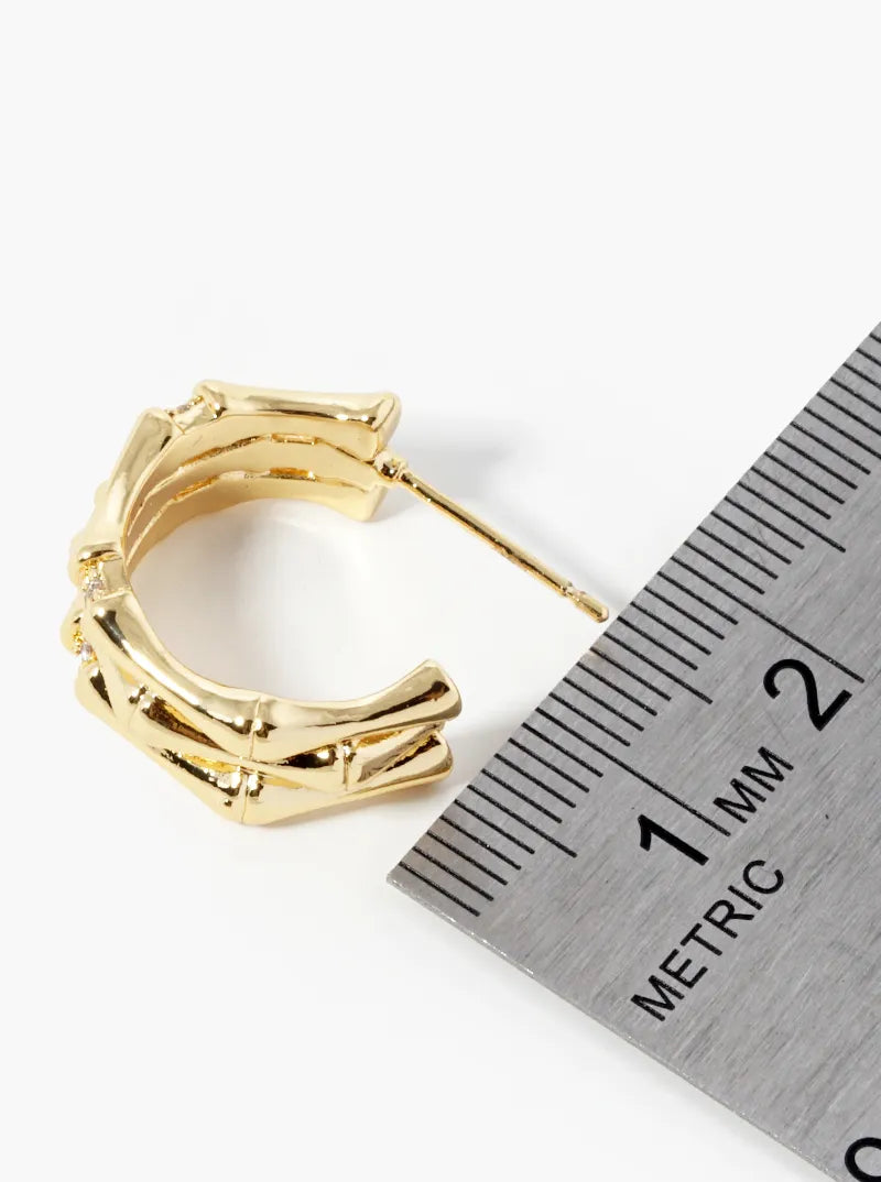 14K Gold Dipped CZ Pave Claw Open Hoop Earrings