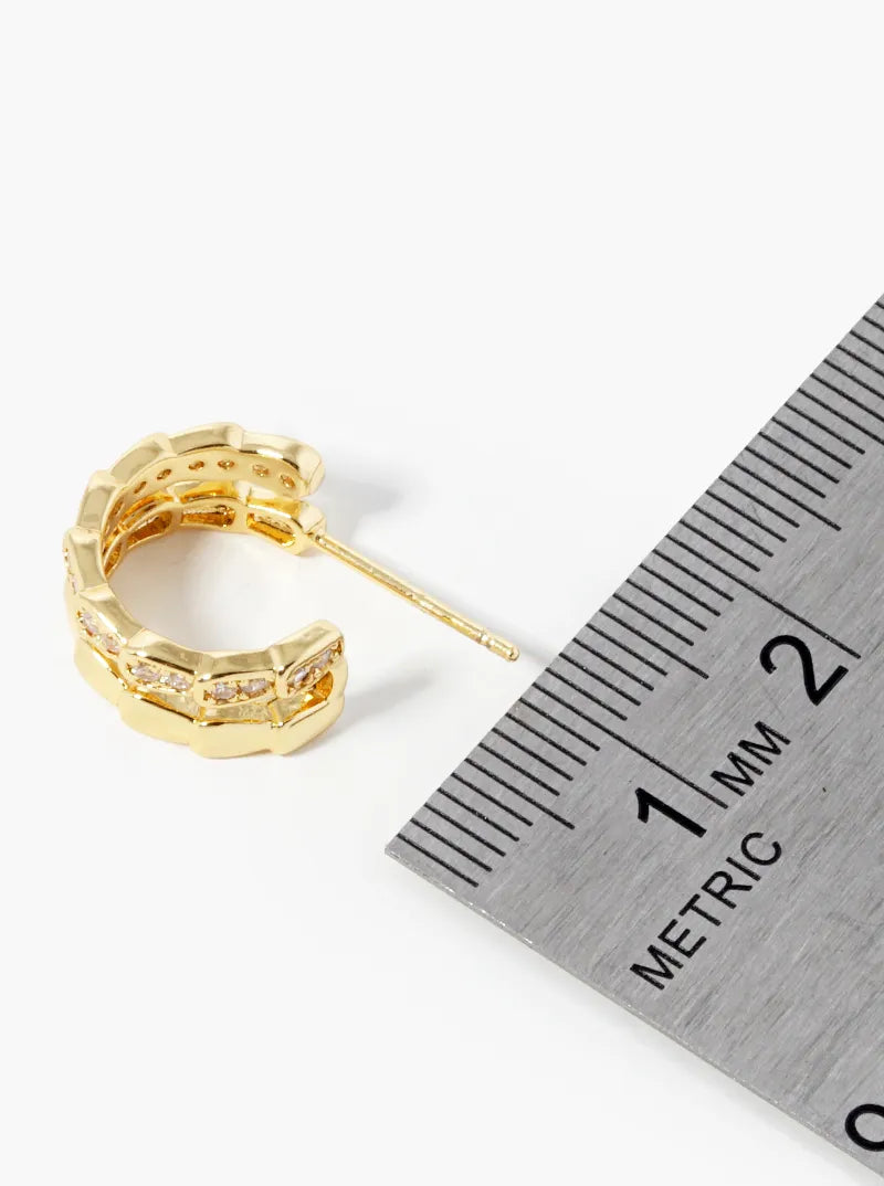 14K Gold Dipped CZ Pave Double Open Hoop Earrings