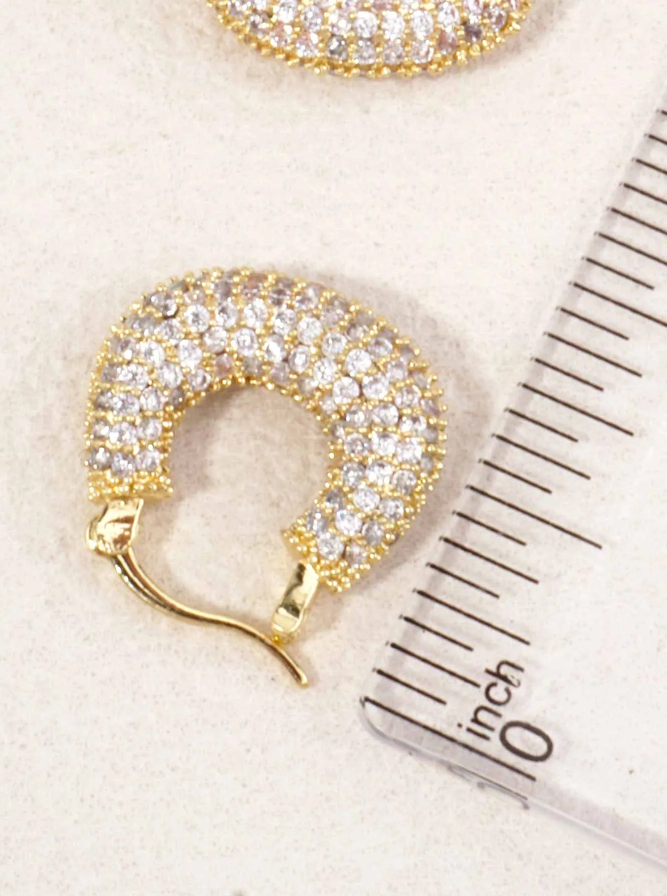 14K Gold Dipped CZ Pave Hoop Earrings