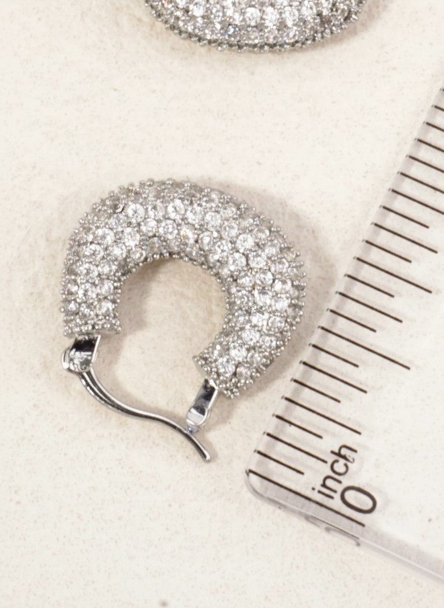 14K Gold Dipped CZ Pave Hoop Earrings