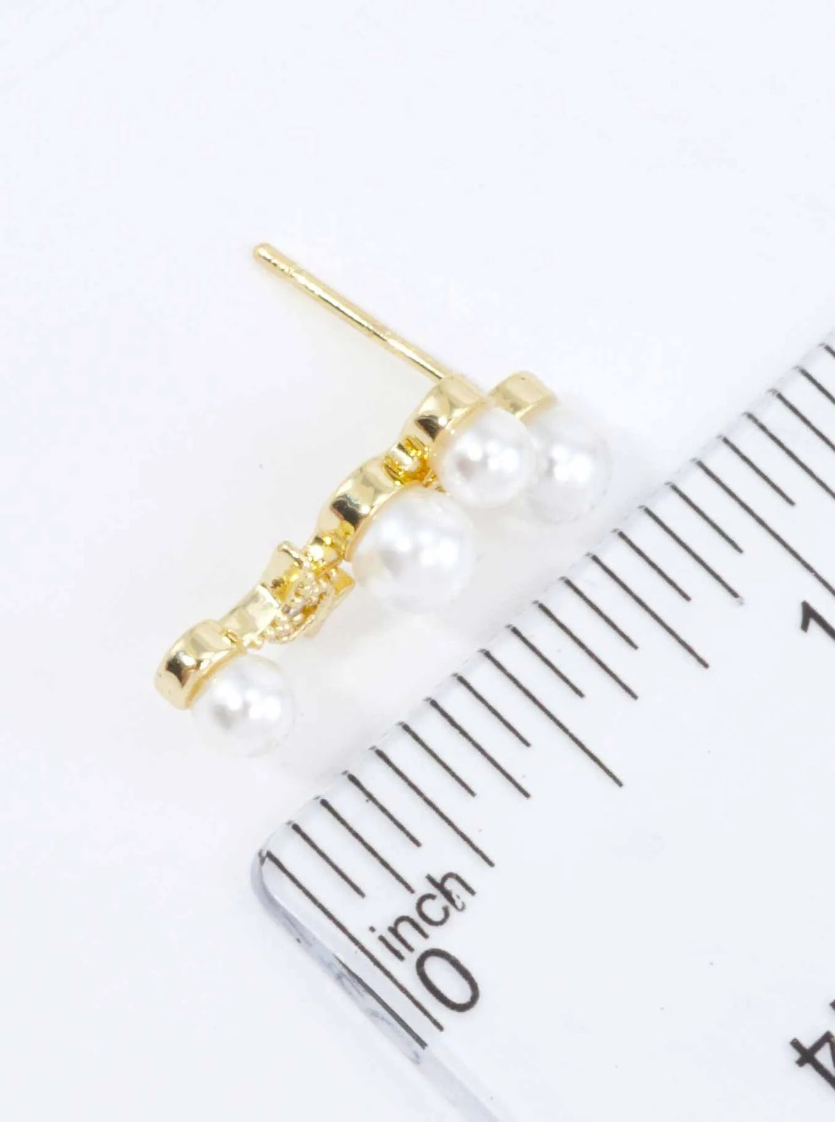 14K Gold Dipped CZ Pearl Star Drop Stud Earrings - Gold White