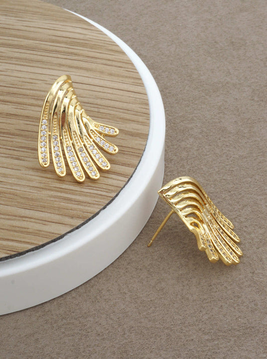 14K Gold-Dipped CZ Starburst Stud Earrings